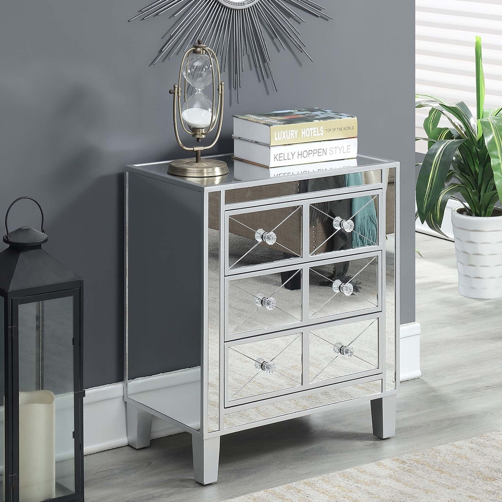 Shop Silver Orchid Bertram 3 Drawer Mirrored End Table On Sale