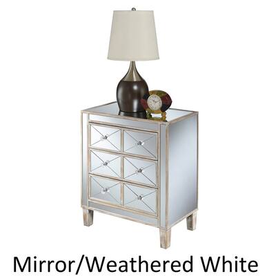 Silver Orchid Bertram 3 Drawer Mirrored End Table