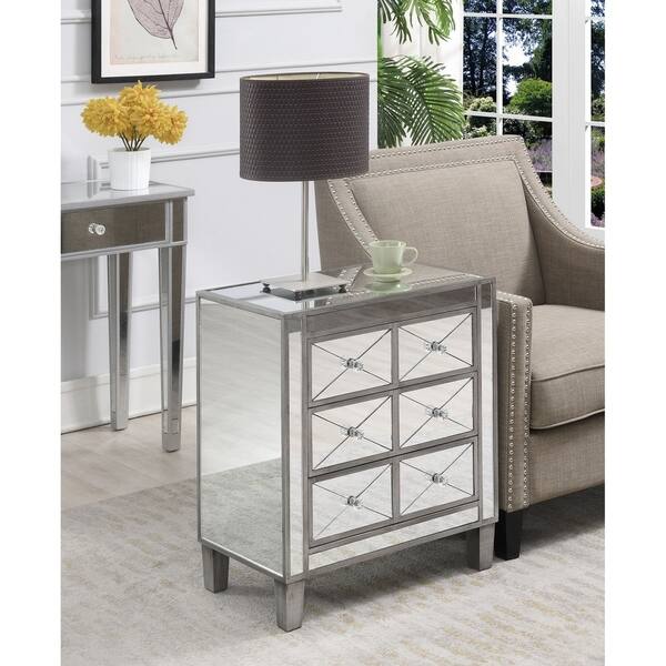 Shop Silver Orchid Bertram 3 Drawer Mirrored End Table On Sale