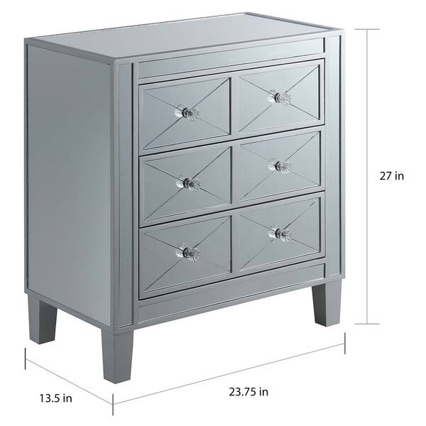 Shop Silver Orchid Bertram 3 Drawer Mirrored End Table On Sale
