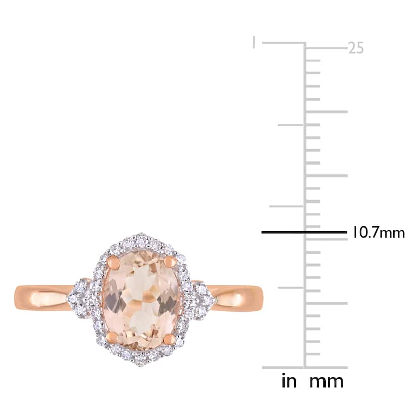 Miadora 10k Rose Gold Morganite and 1/8ct TDW Diamond Halo Ring