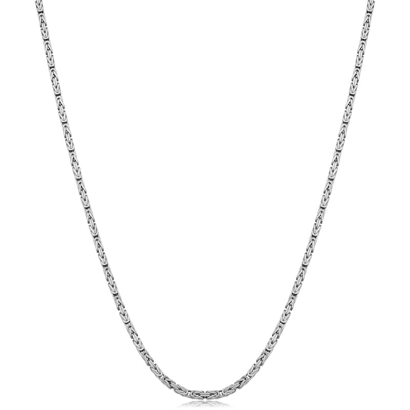Rhodium Plated Sterling Silver 1.8 milimeters Byzantine Chain Neckalce (20 inches)