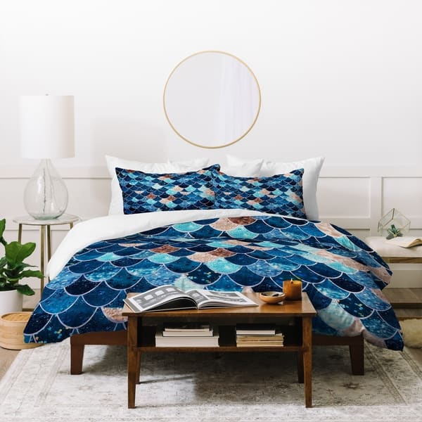 Shop Really Mermaid Blue And Gold Duvet Cover Overstock 24257941
