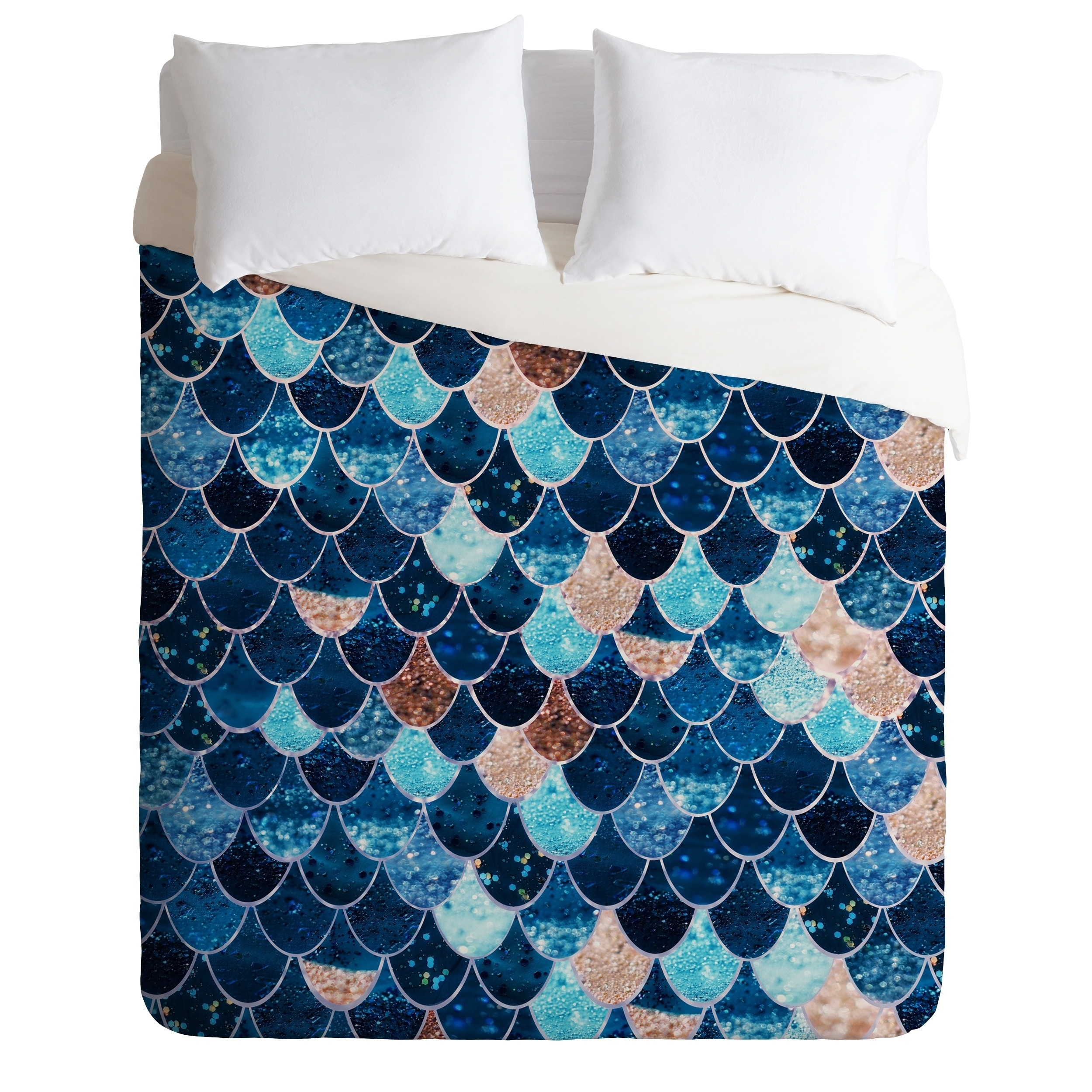 Shop Really Mermaid Blue And Gold Duvet Cover Free Shipping