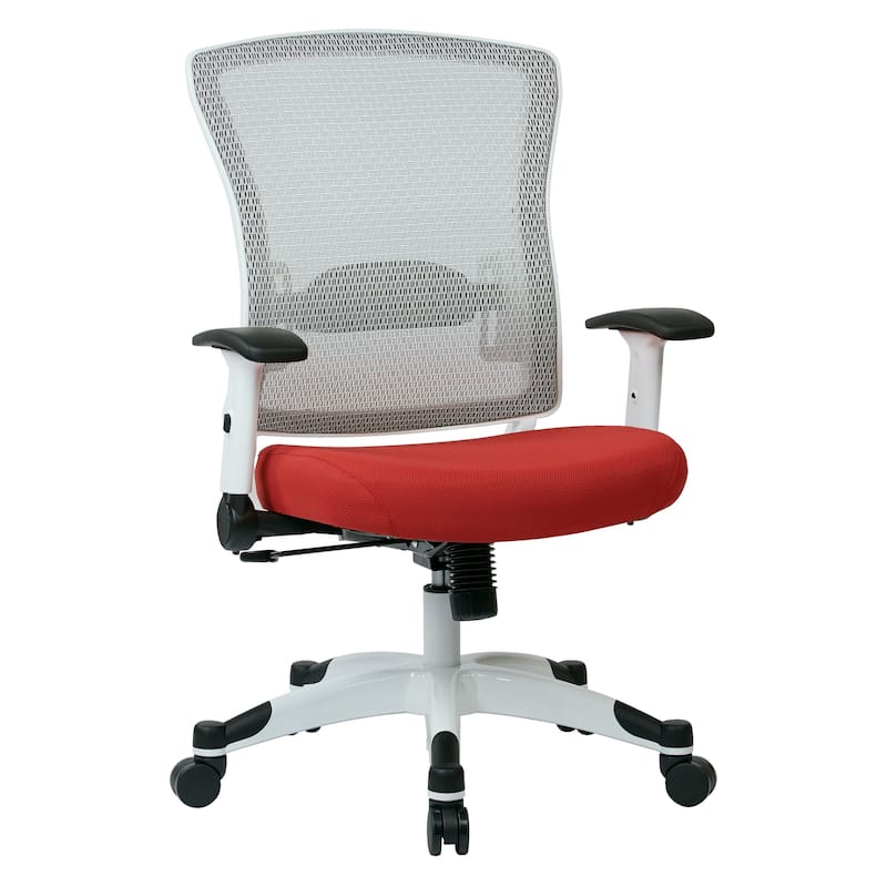 White Frame Office Chair with Padded Mesh Seat and Back - Rouge
