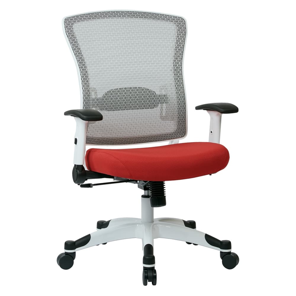 White Frame Office Chair with Padded Mesh Seat and Back