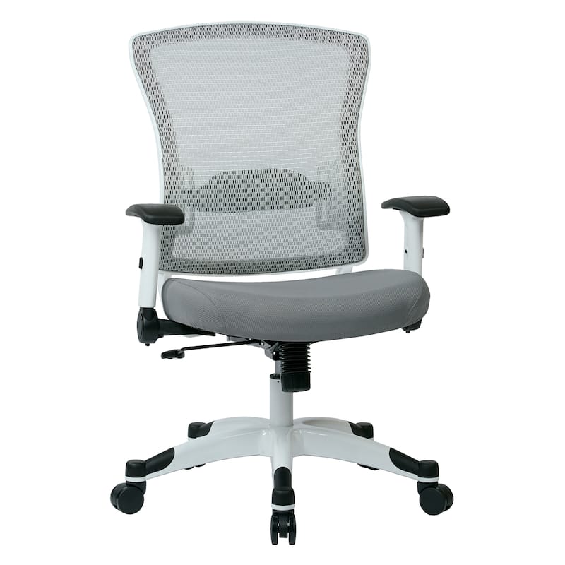 White Frame Office Chair with Padded Mesh Seat and Back