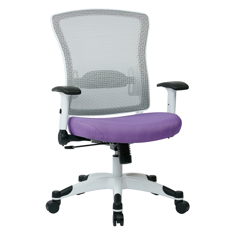 White Frame Office Chair with Padded Mesh Seat and Back - violet