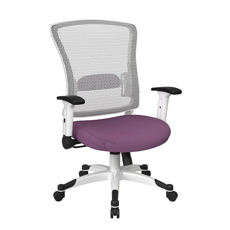 White Frame Office Chair with Padded Mesh Seat and Back