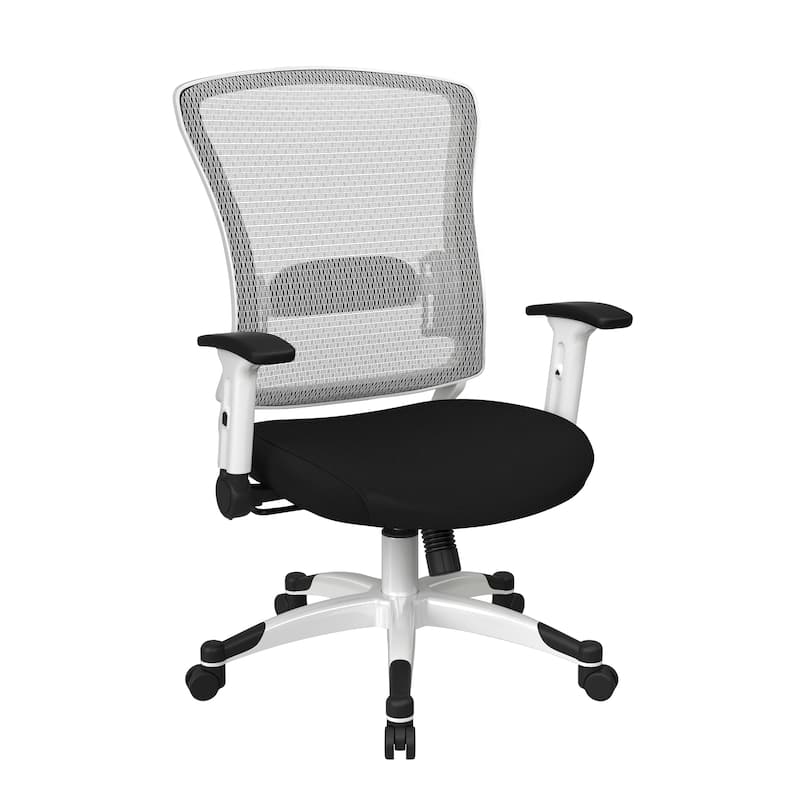 White Frame Office Chair with Padded Mesh Seat and Back - Black