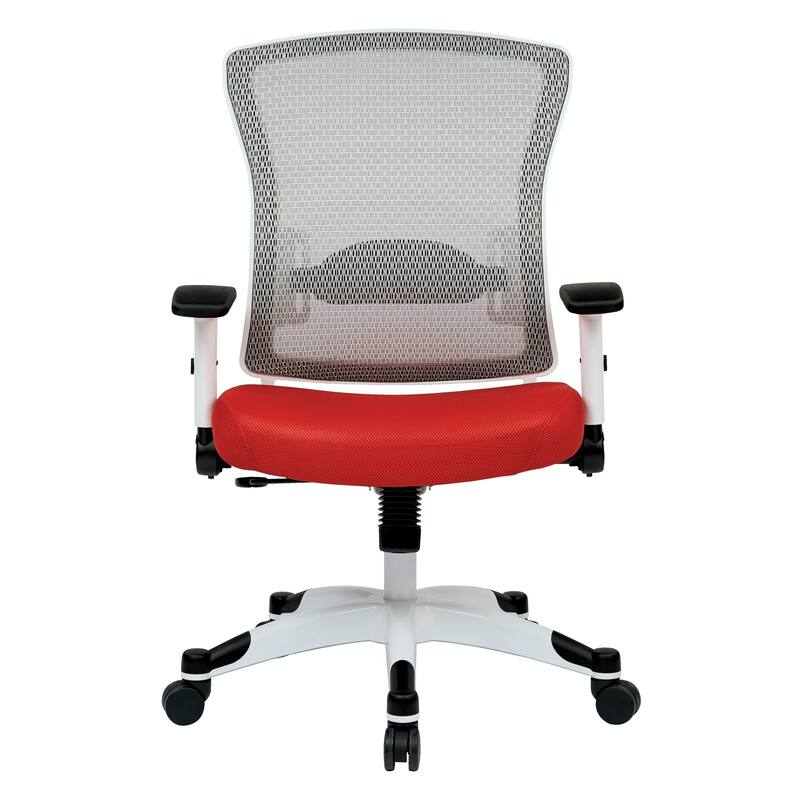 White Frame Office Chair with Padded Mesh Seat and Back