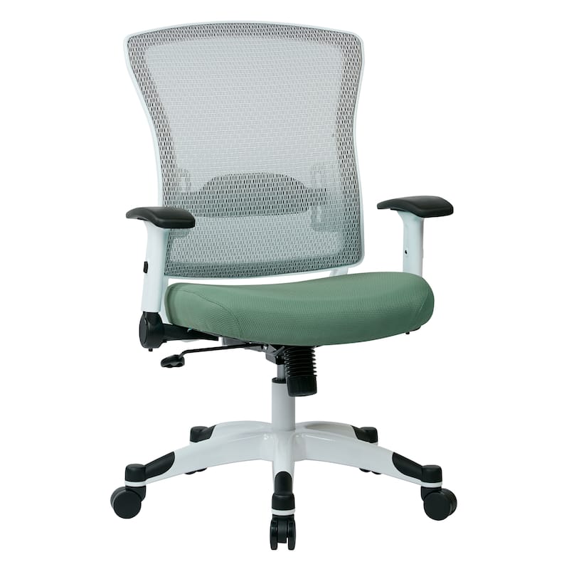 White Frame Office Chair with Padded Mesh Seat and Back - Jade