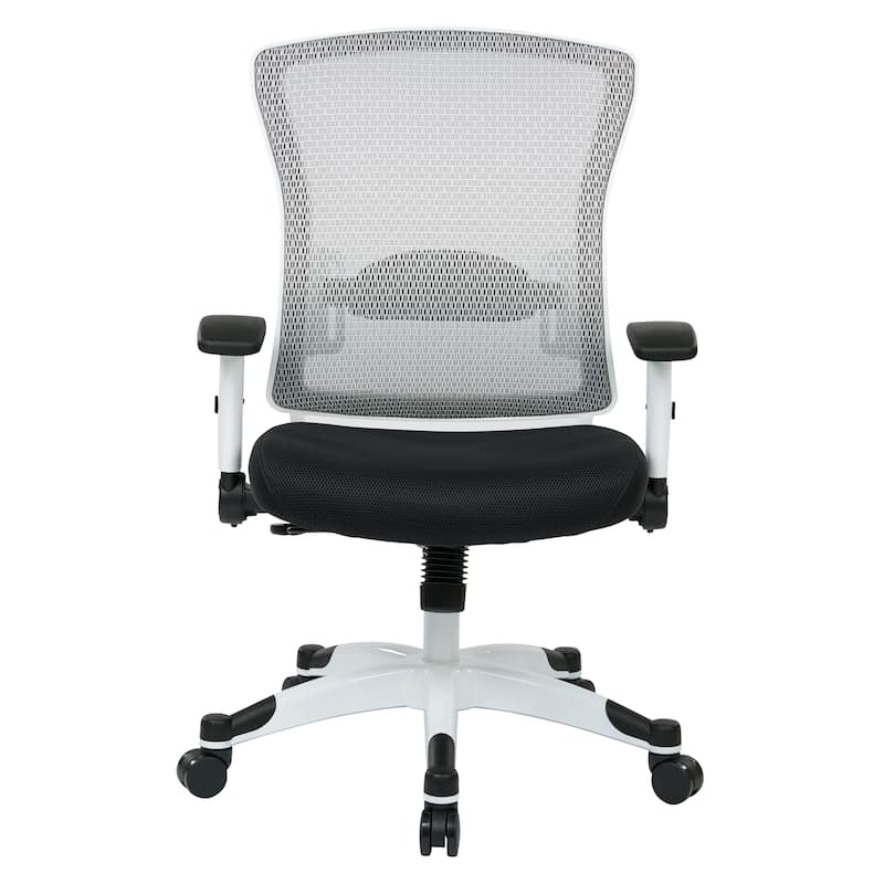 White Frame Office Chair with Padded Mesh Seat and Back