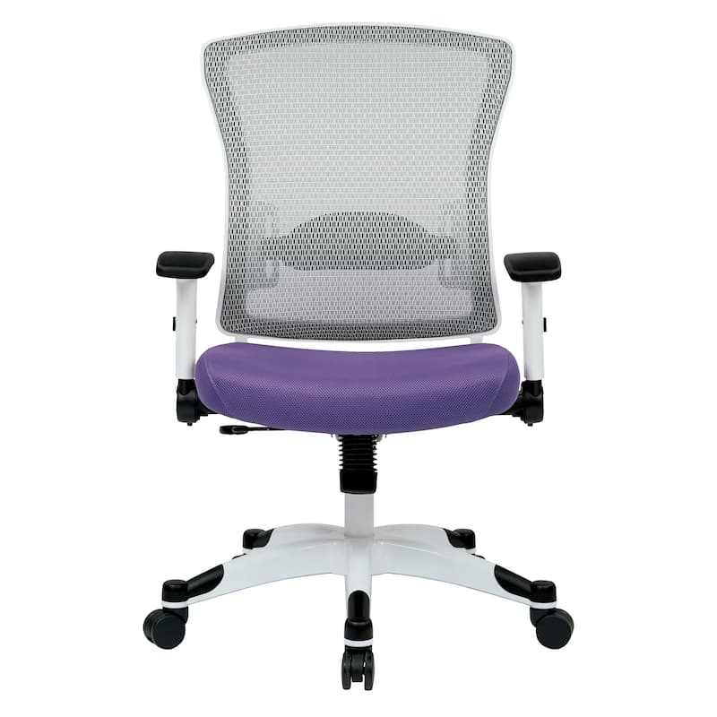 White Frame Office Chair with Padded Mesh Seat and Back