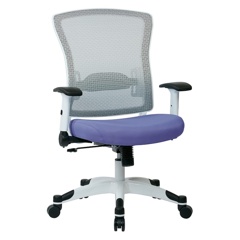 White Frame Office Chair with Padded Mesh Seat and Back - sky