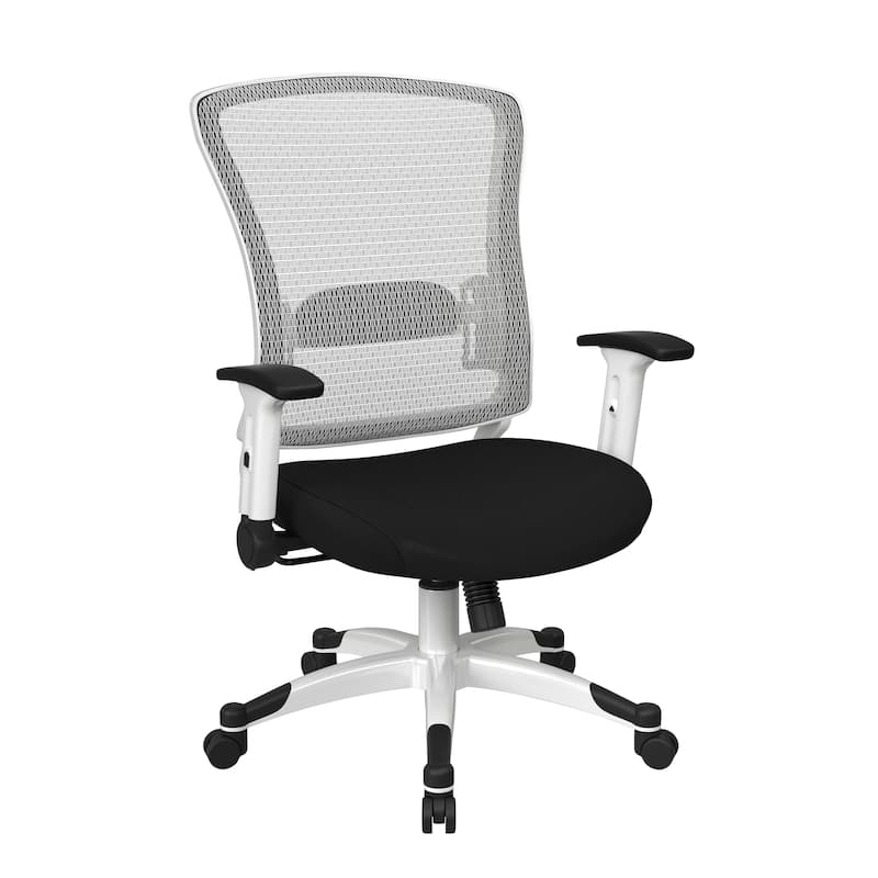 White Frame Office Chair with Padded Mesh Seat and Back