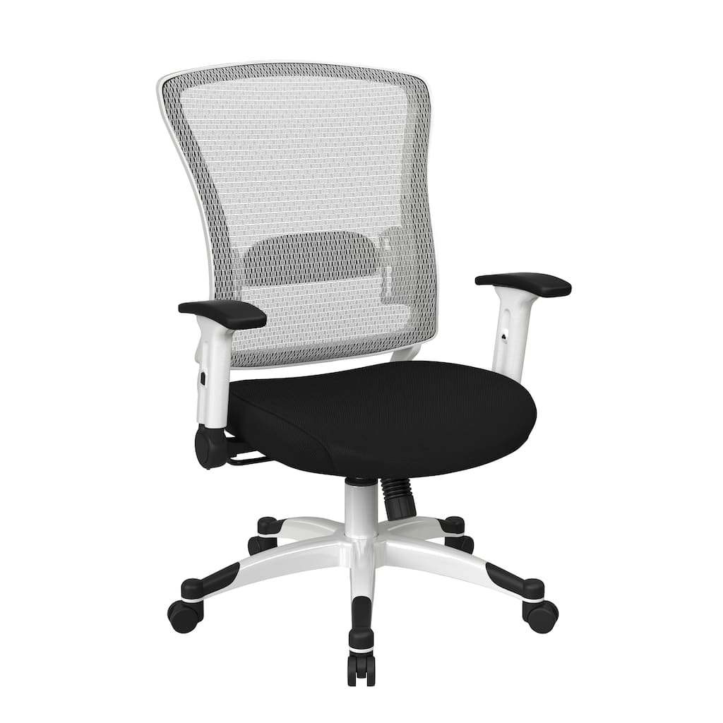 White Frame Office Chair with Padded Mesh Seat and Back