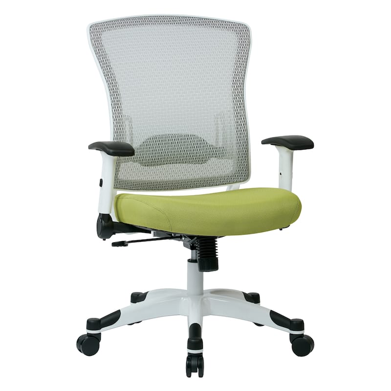 White Frame Office Chair with Padded Mesh Seat and Back - olive
