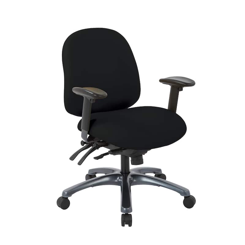 Pro-Line II Multi-Function Mid Back Chair with Seat Slider and Titanium Finish Base - Black