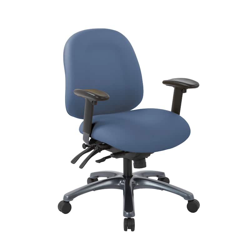 Pro-Line II Multi-Function Mid Back Chair with Seat Slider and Titanium Finish Base - Blue