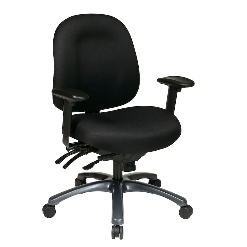 Multi-Function Mid-Office Chair with Seat Slider and Titanium Finish Base - Black