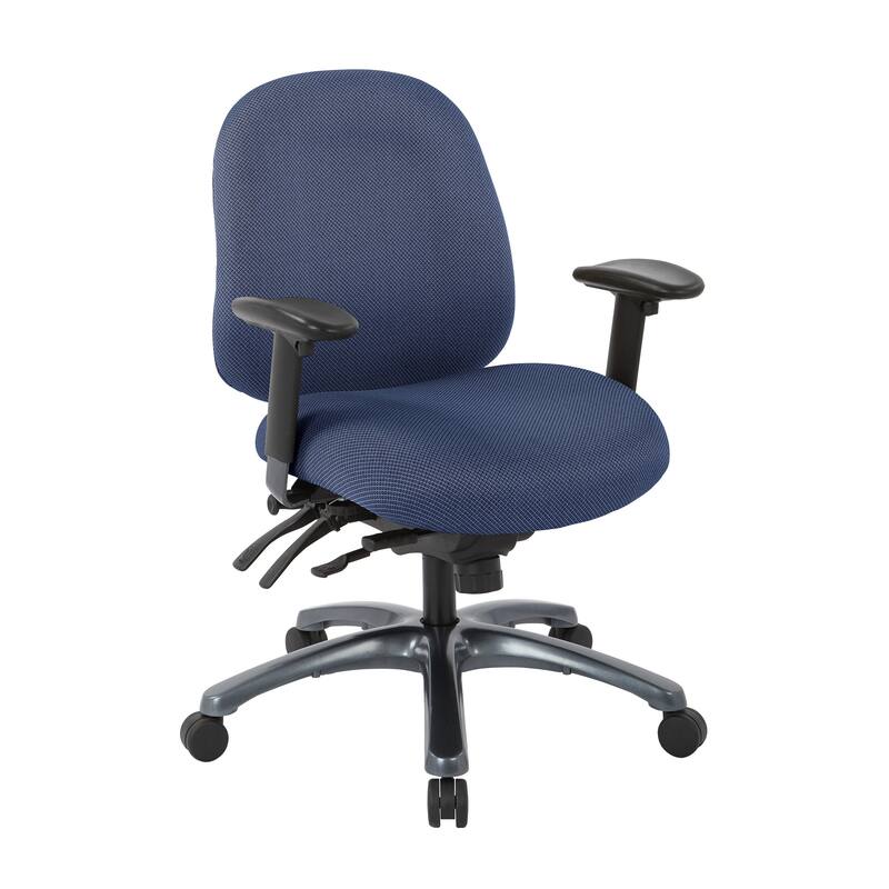 Multi-Function Mid-Office Chair with Seat Slider and Titanium Finish Base - Blue