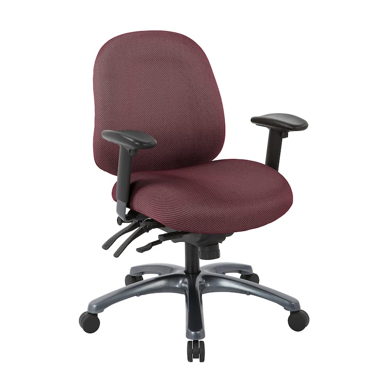 Multi-Function Mid-Office Chair with Seat Slider and Titanium Finish Base - wine