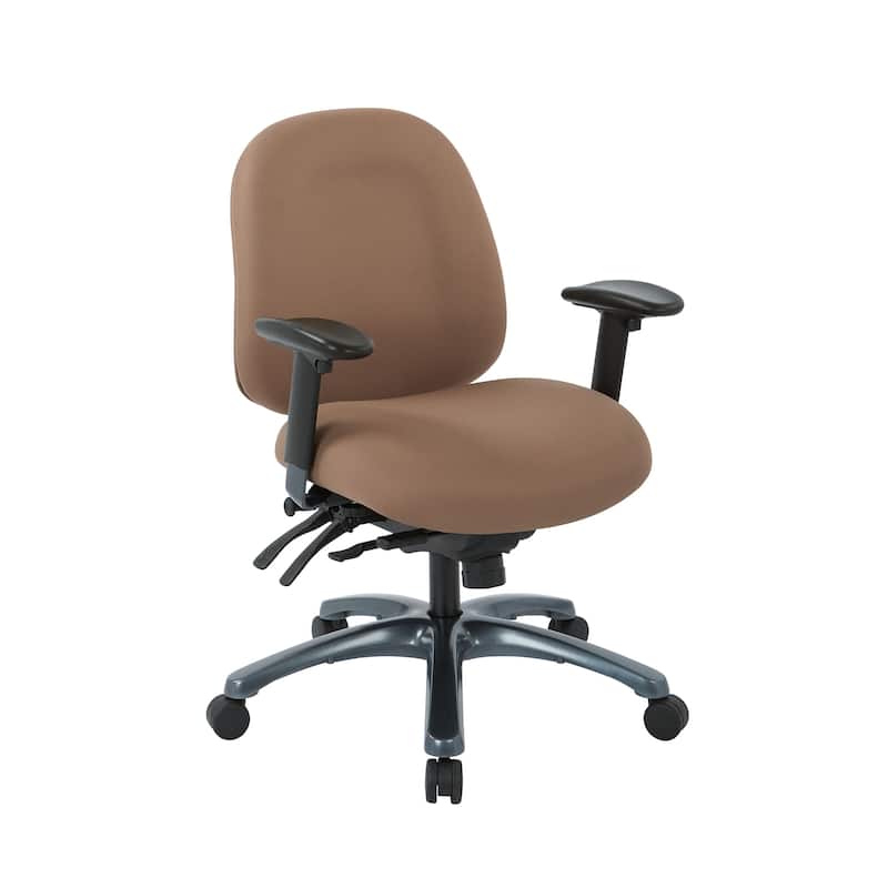 Multi-Function Mid-Office Chair with Seat Slider and Titanium Finish Base - Taupe