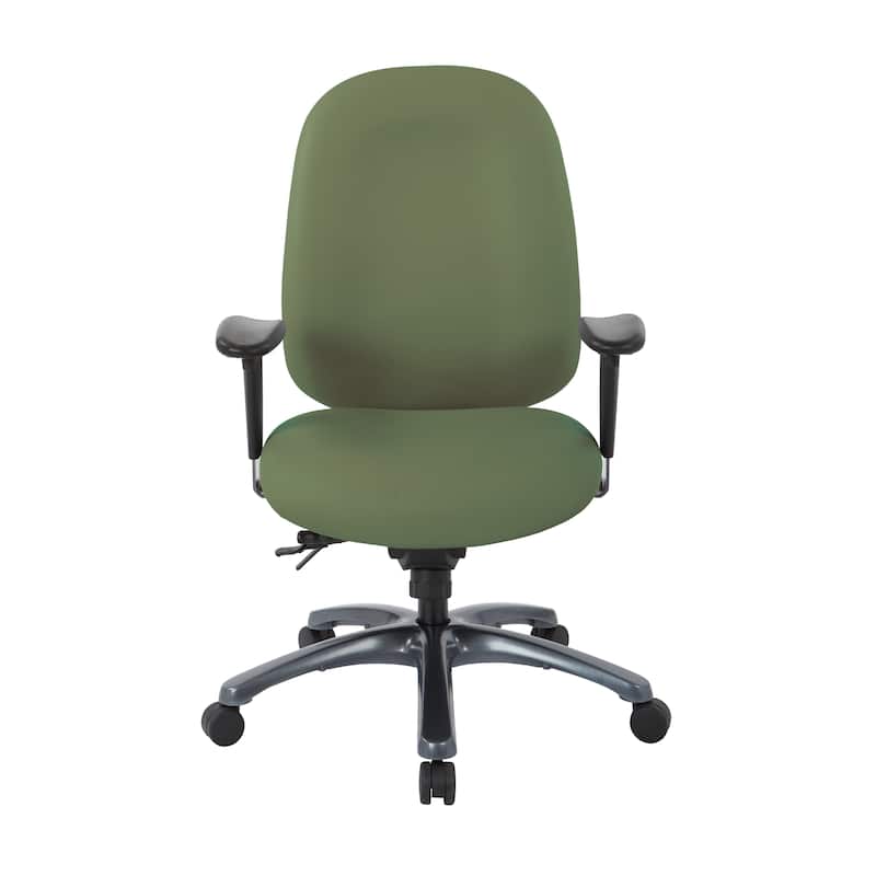 Multi-Function High-Back Office Chair with Seat Slider and Titanium Finish Base