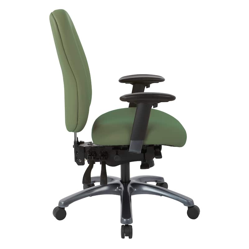 Multi-Function High-Back Office Chair with Seat Slider and Titanium Finish Base