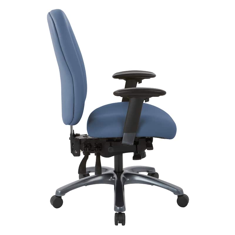 Multi-Function High-Back Office Chair with Seat Slider and Titanium Finish Base