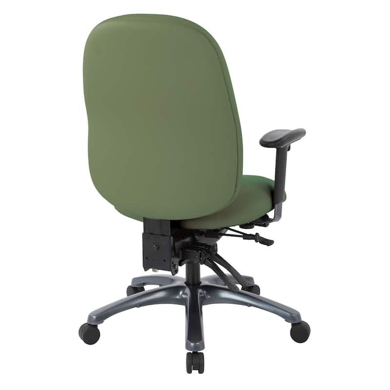 Multi-Function High-Back Office Chair with Seat Slider and Titanium Finish Base