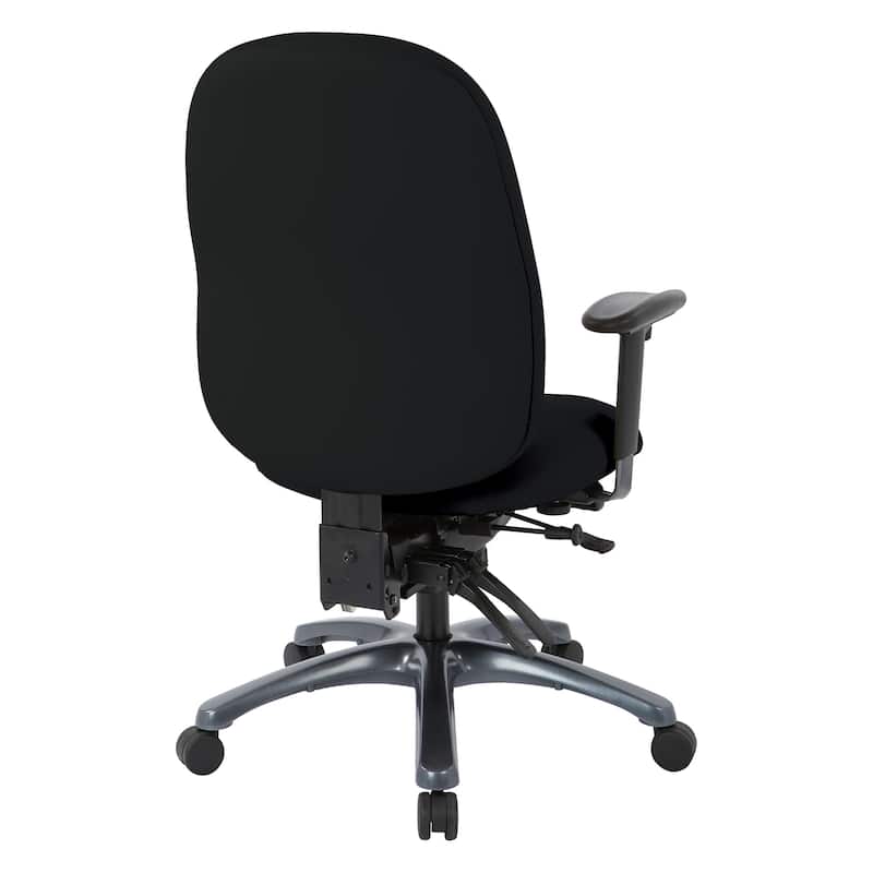 Multi-Function High-Back Office Chair with Seat Slider and Titanium Finish Base