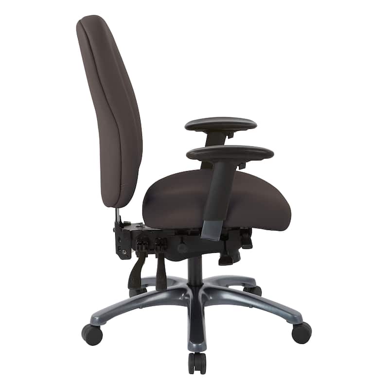 Multi-Function High-Back Office Chair with Seat Slider and Titanium Finish Base