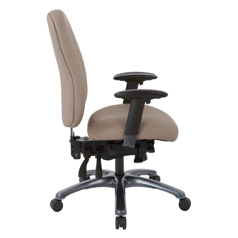 Multi-Function High-Back Office Chair with Seat Slider and Titanium Finish Base