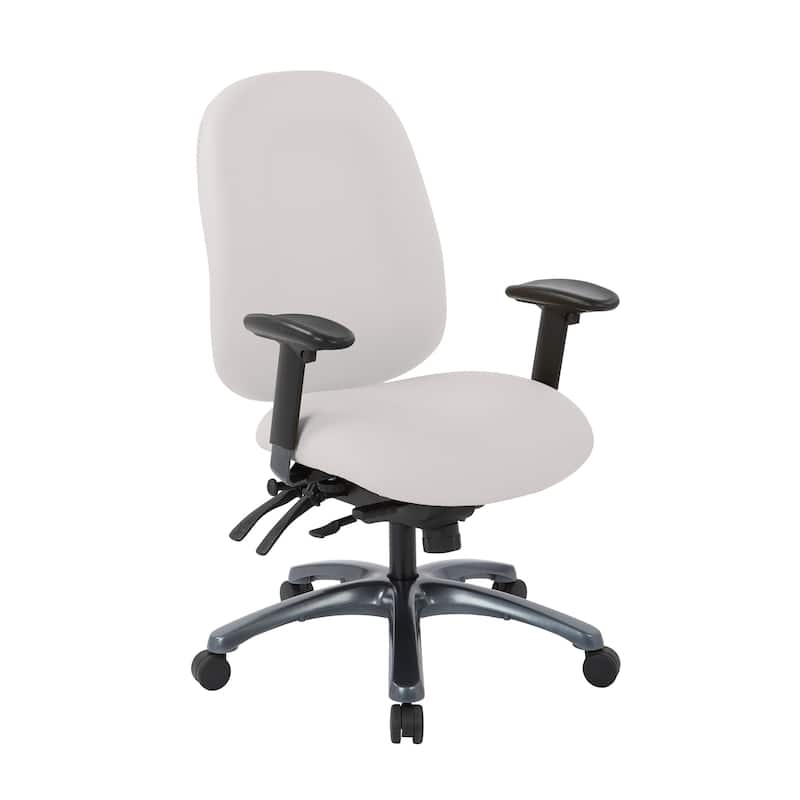Multi-Function High-Back Office Chair with Seat Slider and Titanium Finish Base - Snow