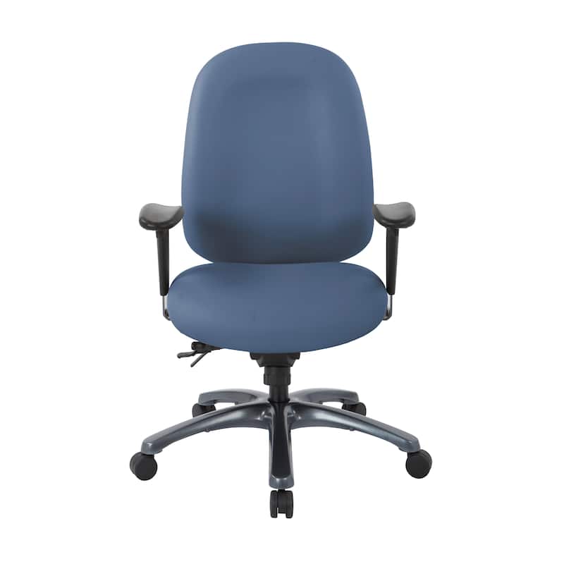 Multi-Function High-Back Office Chair with Seat Slider and Titanium Finish Base