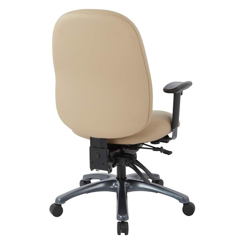 Multi-Function High-Back Office Chair with Seat Slider and Titanium Finish Base