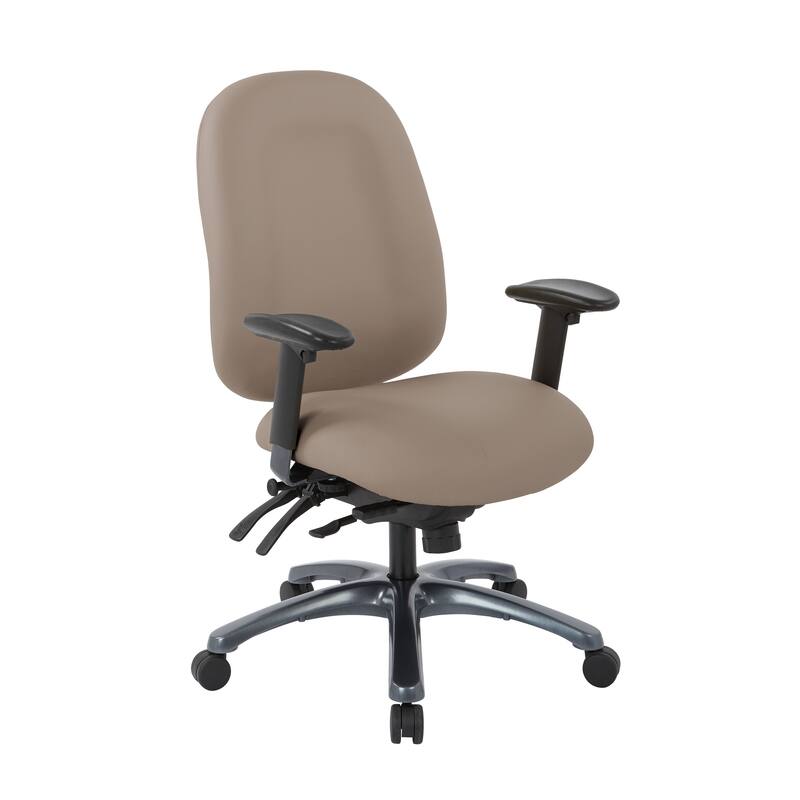 Multi-Function High-Back Office Chair with Seat Slider and Titanium Finish Base - stratus