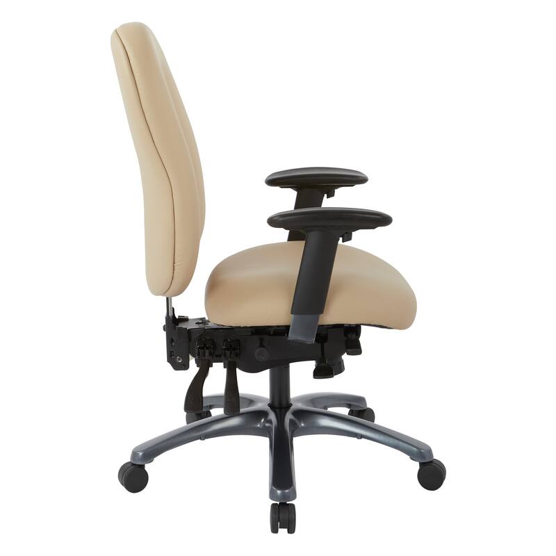 Multi-Function High-Back Office Chair with Seat Slider and Titanium Finish Base