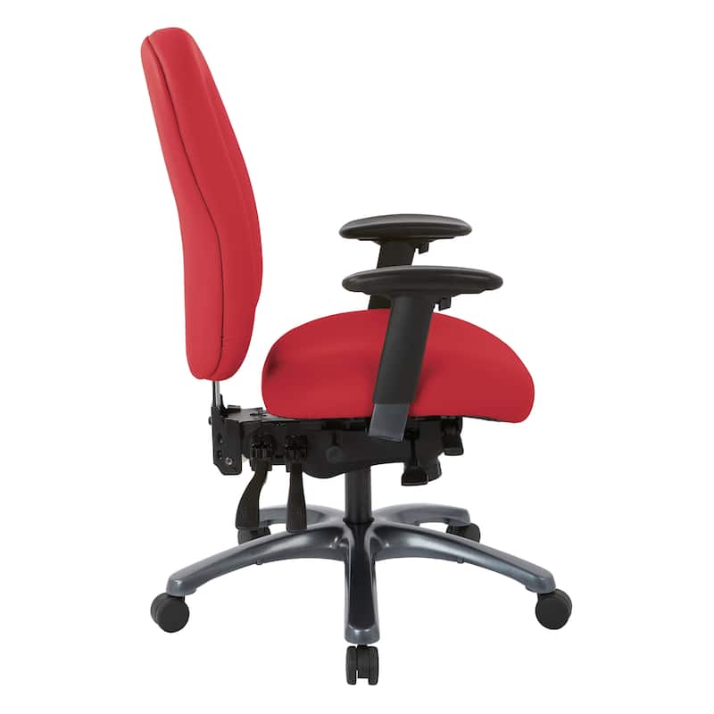 Multi-Function High-Back Office Chair with Seat Slider and Titanium Finish Base