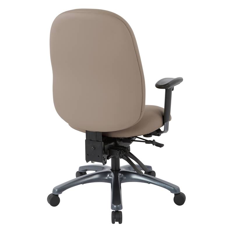 Multi-Function High-Back Office Chair with Seat Slider and Titanium Finish Base