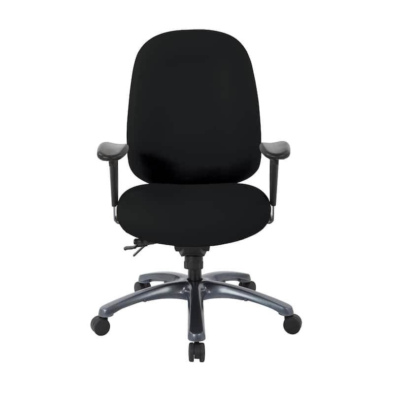 Multi-Function High-Back Office Chair with Seat Slider and Titanium Finish Base