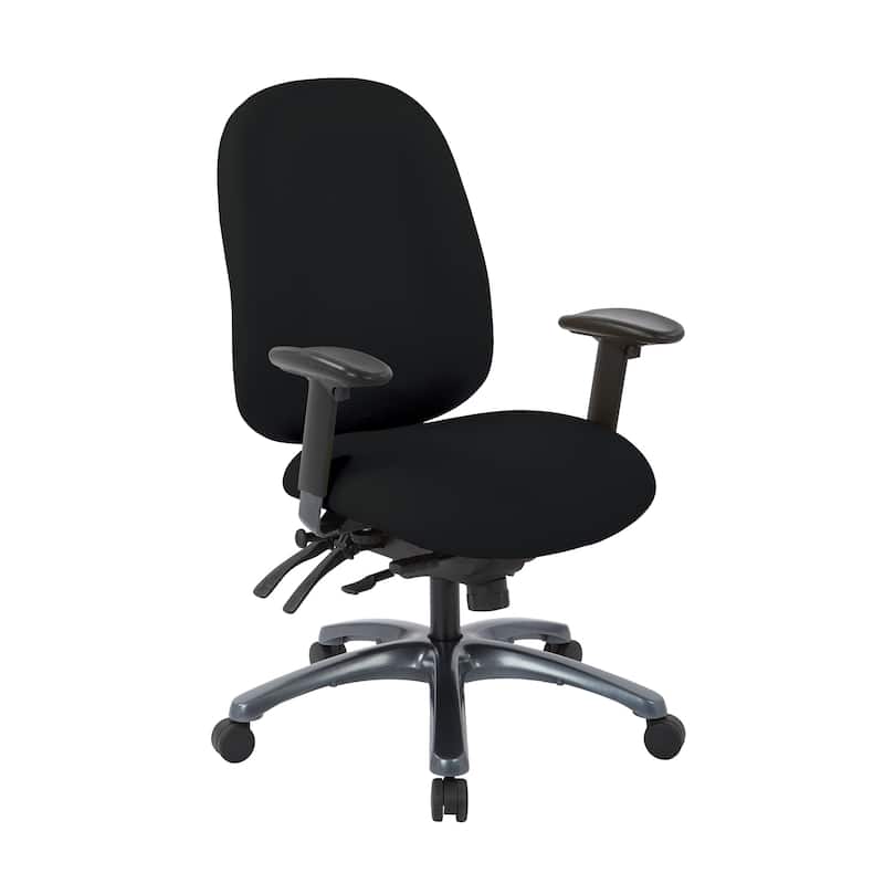 Multi-Function High-Back Office Chair with Seat Slider and Titanium Finish Base - Black