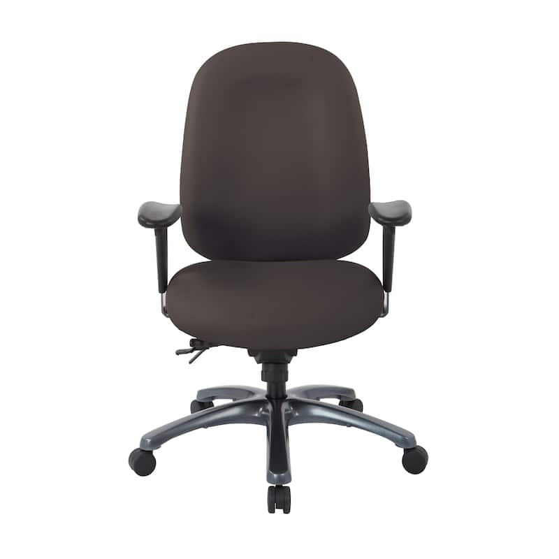 Multi-Function High-Back Office Chair with Seat Slider and Titanium Finish Base