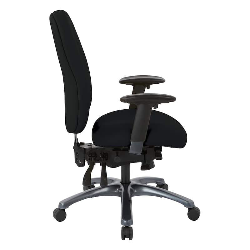 Multi-Function High-Back Office Chair with Seat Slider and Titanium Finish Base