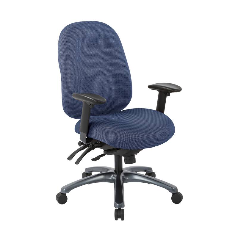 Multi-Function High-Back Office Chair with Seat Slider and Titanium Finish Base - Blue