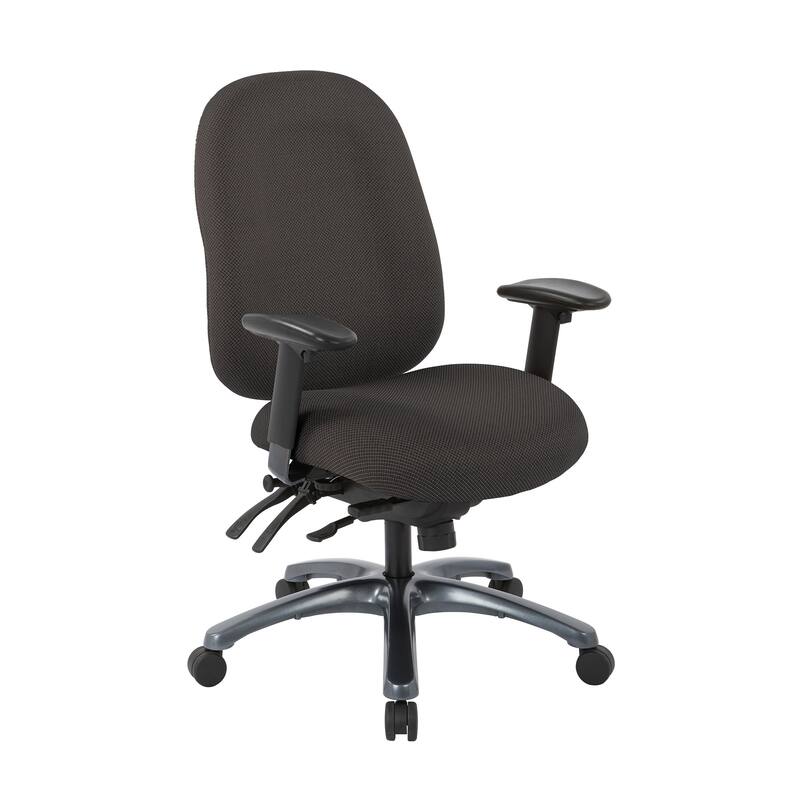 Multi-Function High-Back Office Chair with Seat Slider and Titanium Finish Base - Shale