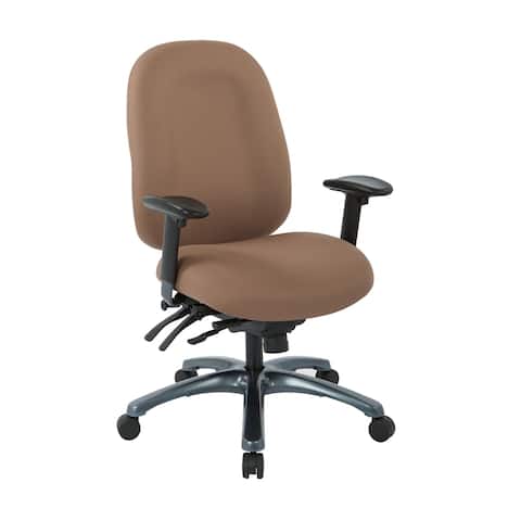 Multi-Function High-Back Office Chair with Seat Slider and Titanium Finish Base