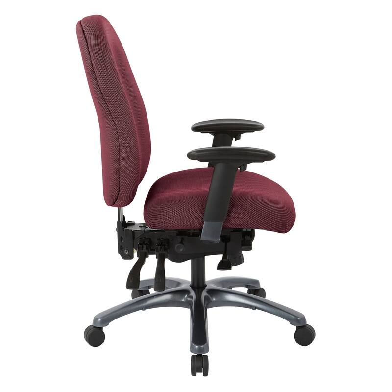 Multi-Function High-Back Office Chair with Seat Slider and Titanium Finish Base